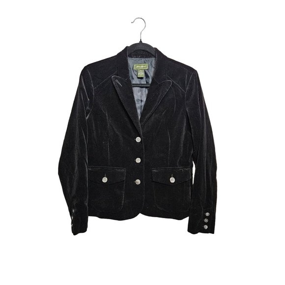 Eddie Bauer Jackets & Blazers - Eddie Bauer Cotton Velvet 3 Shell Button Blazer Women Size 10 Velveteen Black